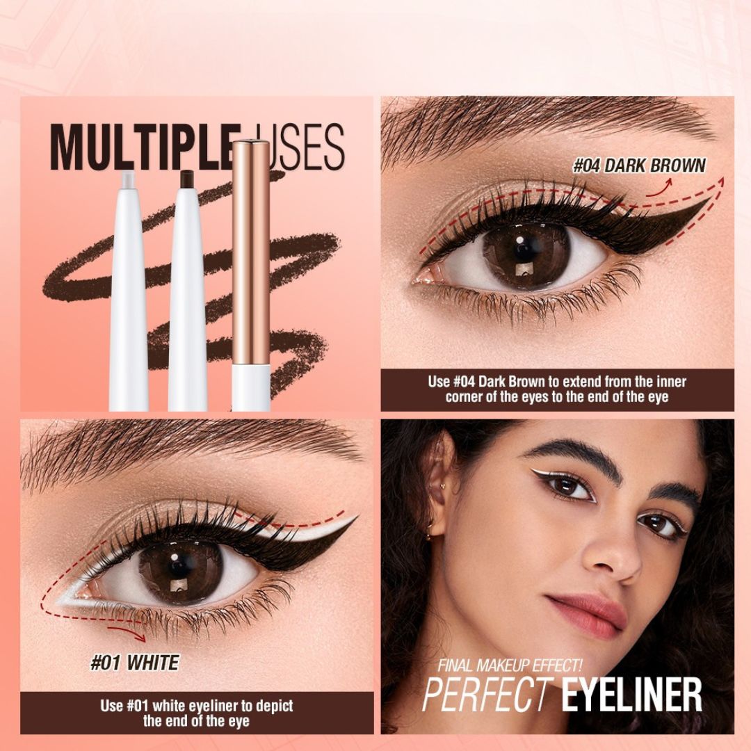 Super Slim Gel Eyeliner - White, black, brown, light brown