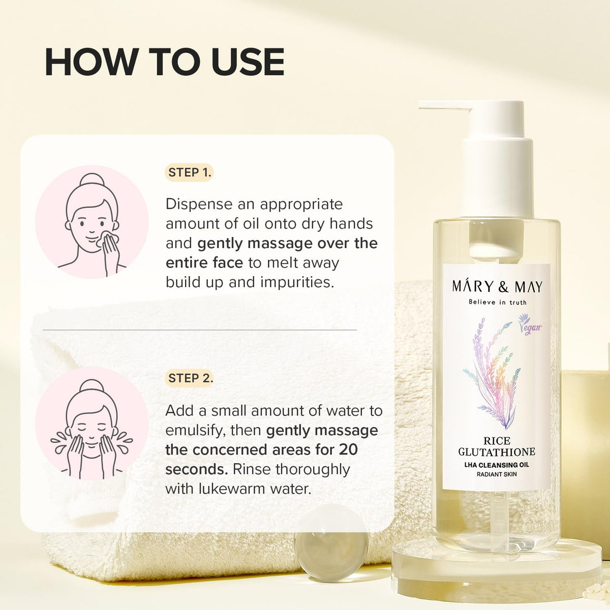Mary&May Brightening Cleansing Oil – Rice + Glutathione LHA 200ml