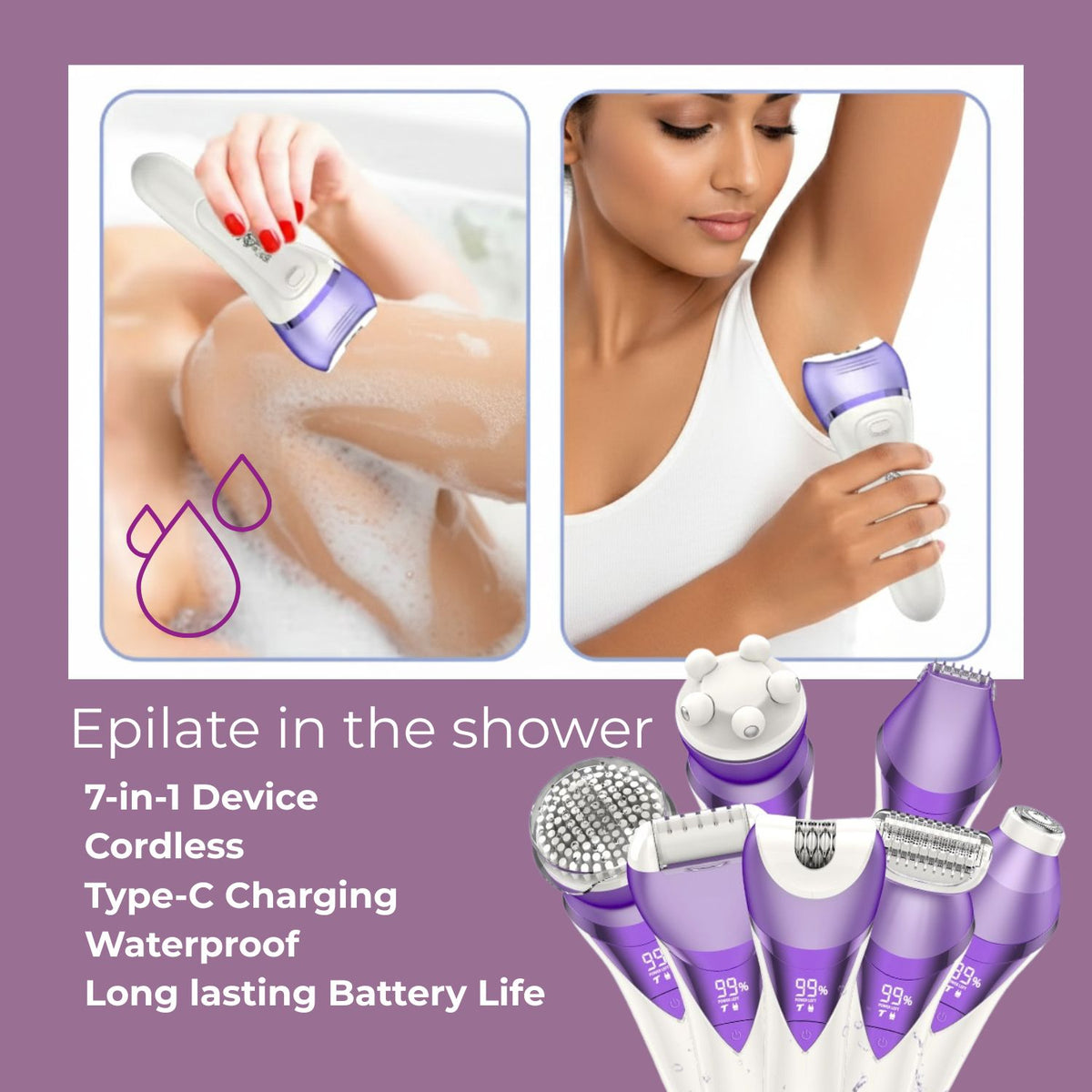 Smooth 7™: 7-in-1 Epilator & Care System