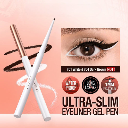 Super Slim Gel Eyeliner - White, black, brown, light brown