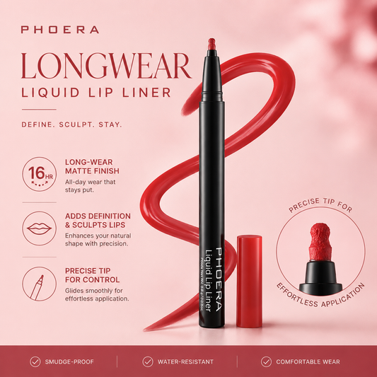 Phoera Liquid Lip Liner Waterproof, 24 Hour Wear
