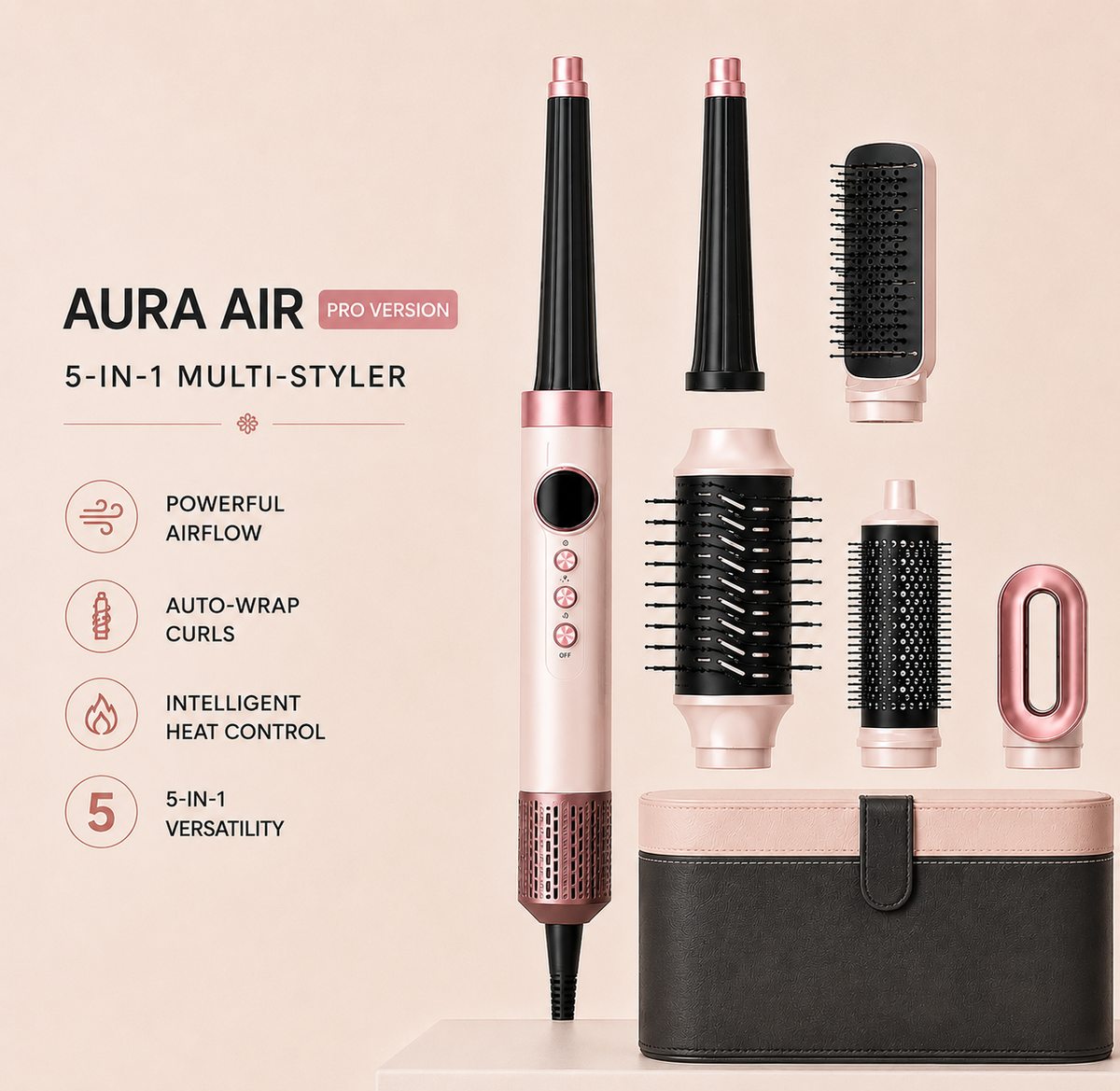 AURA AIR Pro Version 5-in-1 Multi-HairStyler Autowrap