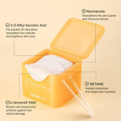 Yellow container of skincare patches with text on benefits on a beige background