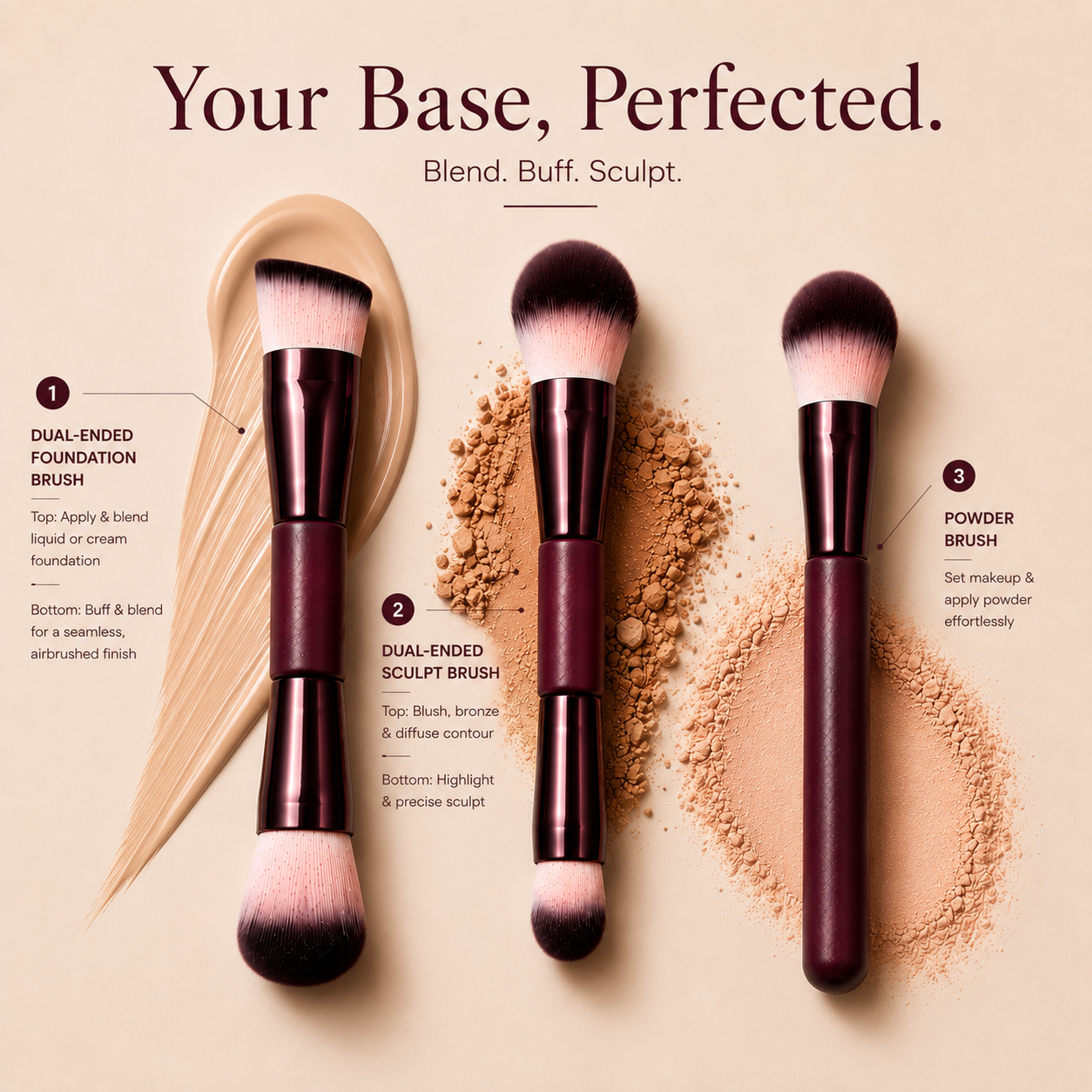O&T The Essential Makeup Brush 8pc Set