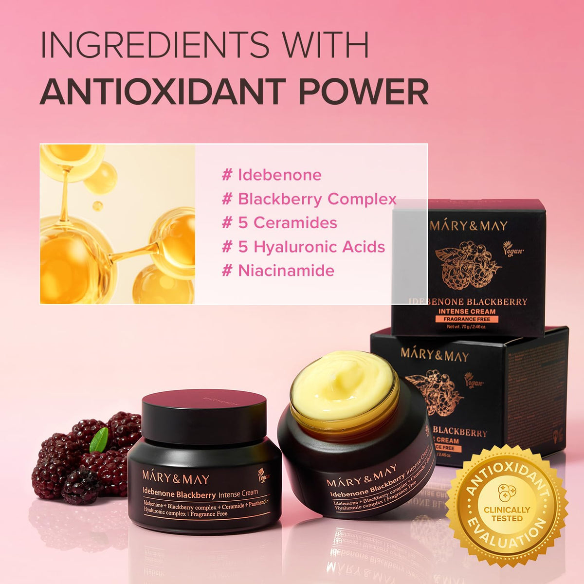 Mary&May Nourishing Intense Cream – Idebenone + Blackberry 70g