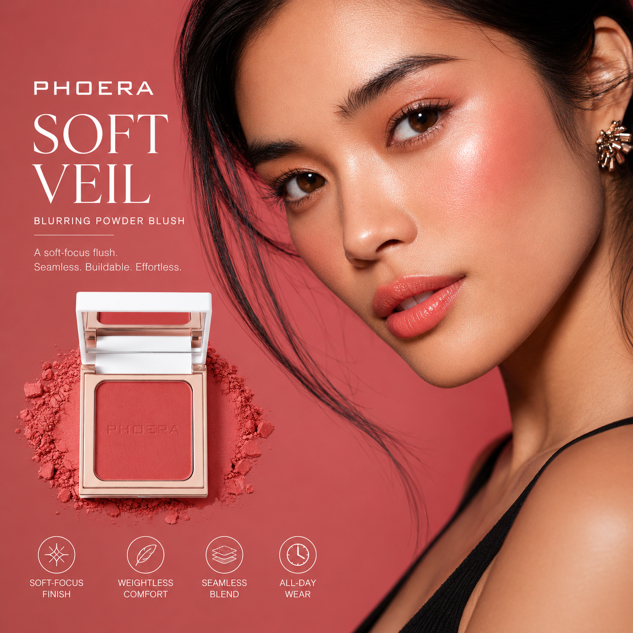 PHOERA Soft Veil Matt Blurring Powder Blush
