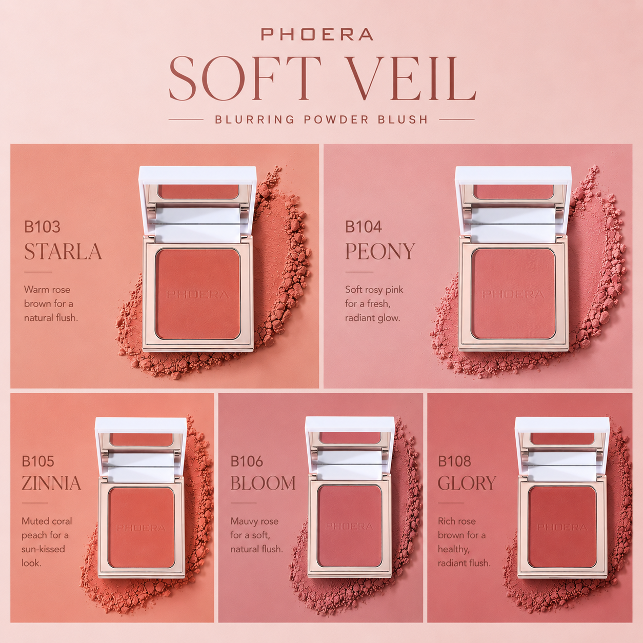 PHOERA Soft Veil Matt Blurring Powder Blush