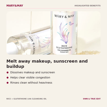 Mary&May Rice and Glutathione LHA Cleansing Oil highlighted benefits