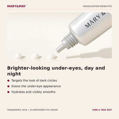 Mary&May Tranexamic Acid and Glutathione Eye Cream highlighted benefits