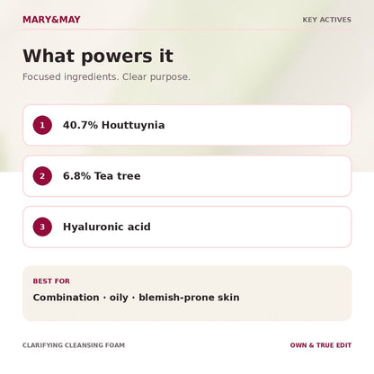 Mary&May Clarifying Cleansing Foam key active ingredients