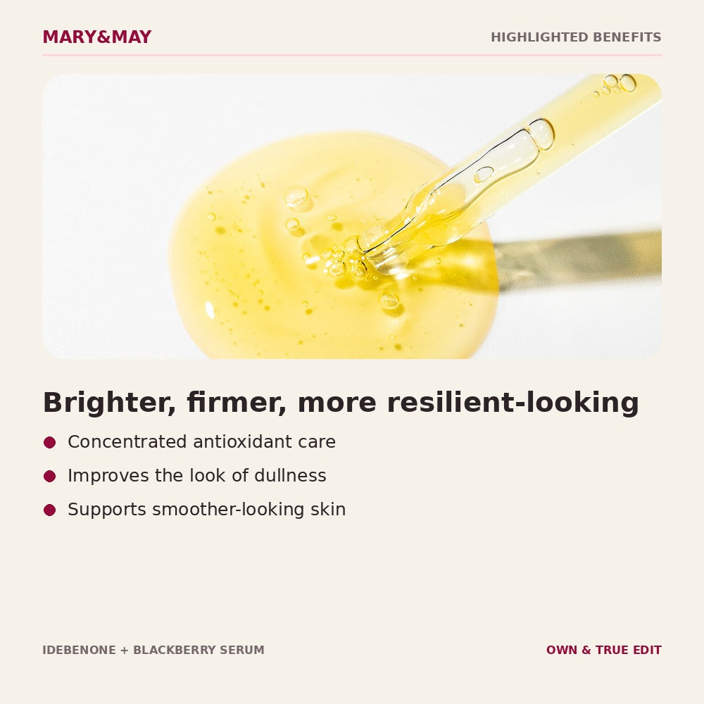 Mary&May Idebenone and Blackberry Serum highlighted benefits