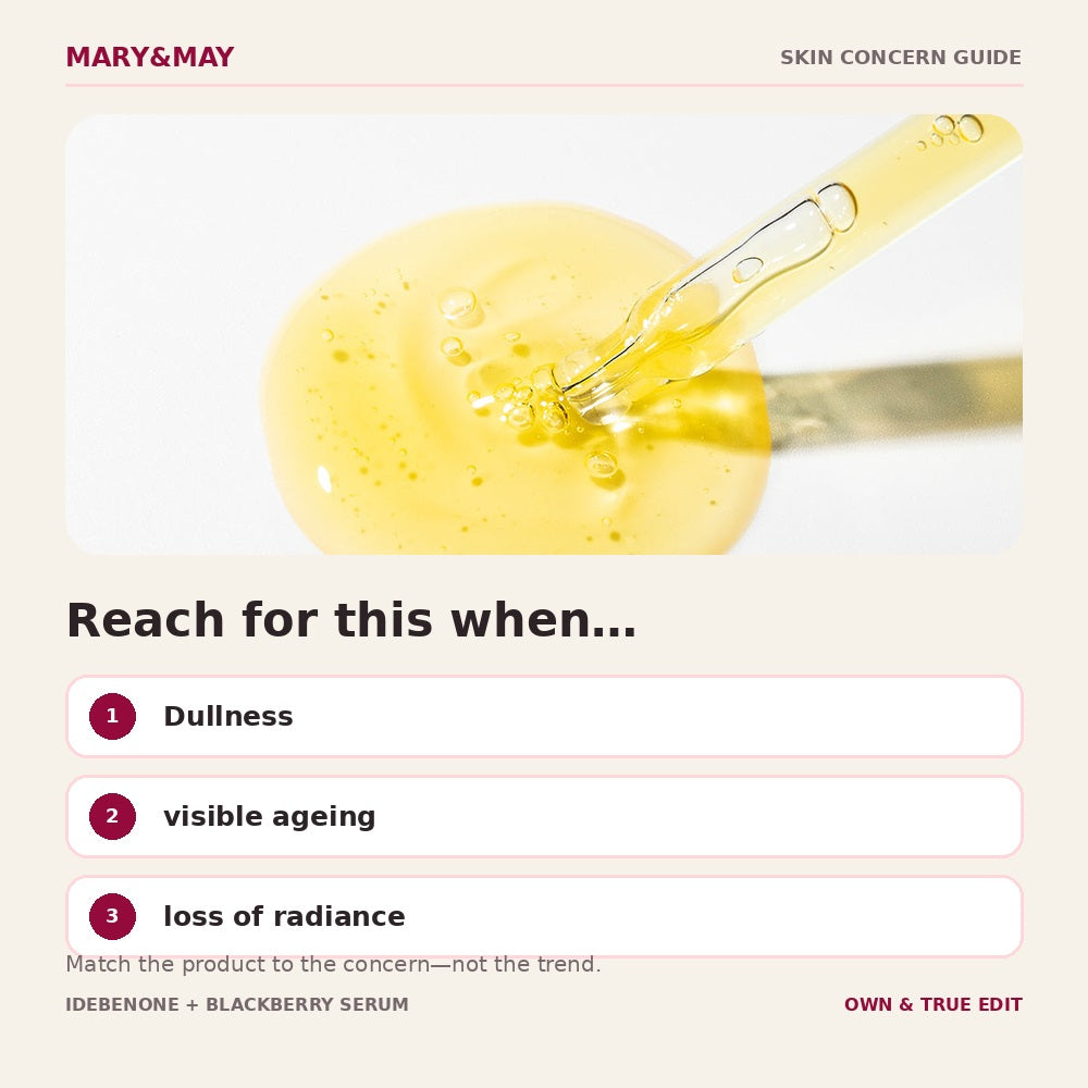 Mary&May Idebenone and Blackberry Serum skin concern guide