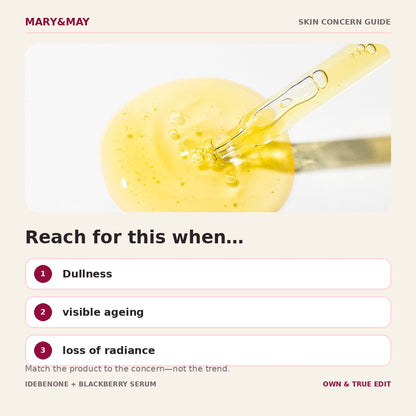 Mary&May Idebenone and Blackberry Serum skin concern guide