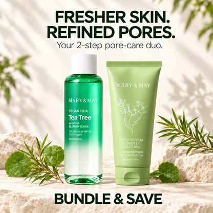 Mary&May Pore-Care Duo with Tea Tree Blemish Toner and Houttuynia Tea Tree Cleanser — Bundle & Save