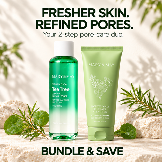 Mary&May Pore-Care Duo with Tea Tree Blemish Toner and Houttuynia Tea Tree Cleanser — Bundle & Save