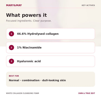 Mary&May White Collagen Cleansing Foam key active ingredients