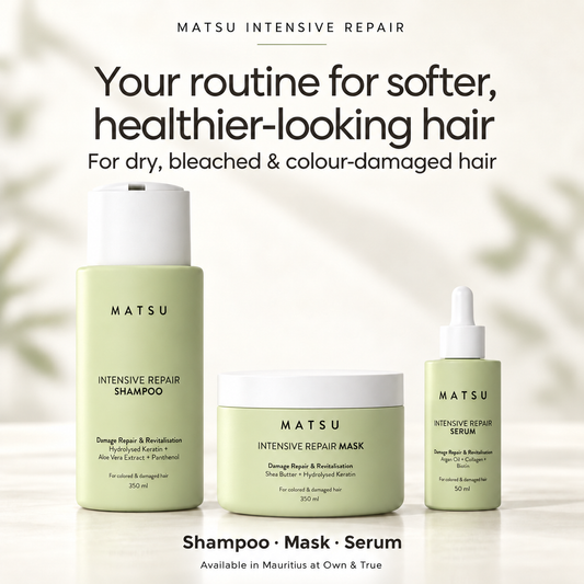 MATSU Intensive Repair three-piece routine for dry, bleached and colour-damaged hair