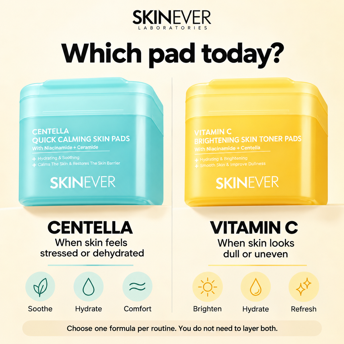 Centella versus Vitamin C toner pads: choose soothing hydration or brightening care