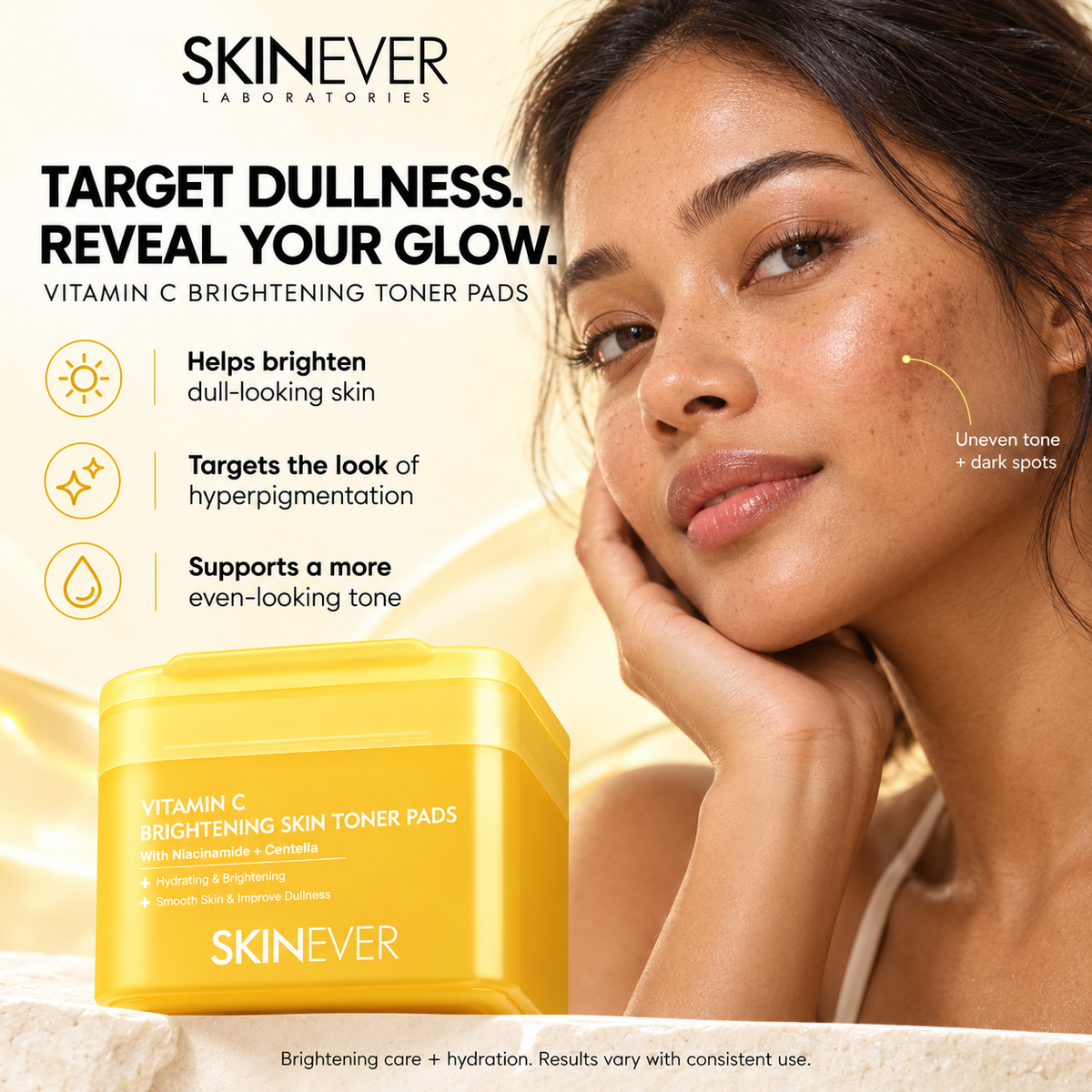 Vitamin C toner pads for dullness uneven tone and the look of dark spots